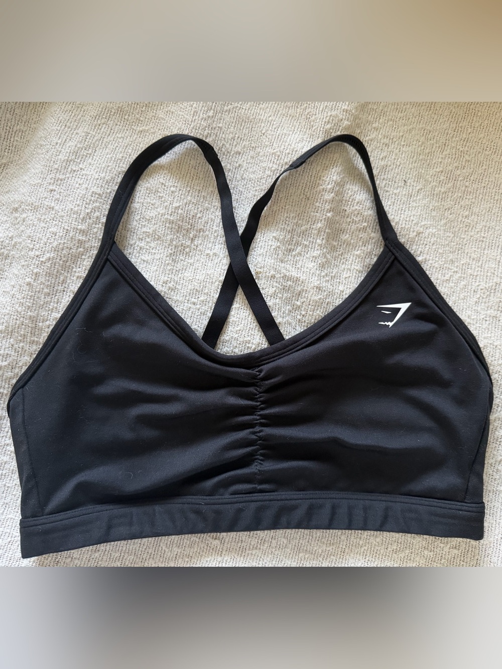 Gymshark Black Ruched Cross-Strap Sports Bra